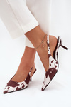Stiletto Pumps With Open Heel In Brown-White Dots Talira
