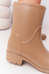 Shiny Rubber Boots Galoshes Beige Rainy Day