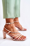 Classic Lacquered Sandals On Heel Beige Milani