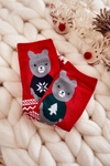 Women's Socks Christmas Patterns With Bear Red