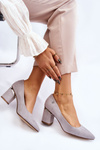 Classic Suede High Heel Pumps With Embellishments Grey Derren