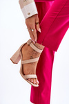 Women's Suede Heel Sandals Beige Lanes