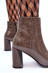 Leather Lacquered Boots on Heel SBarski MR870-58 Dark Beige