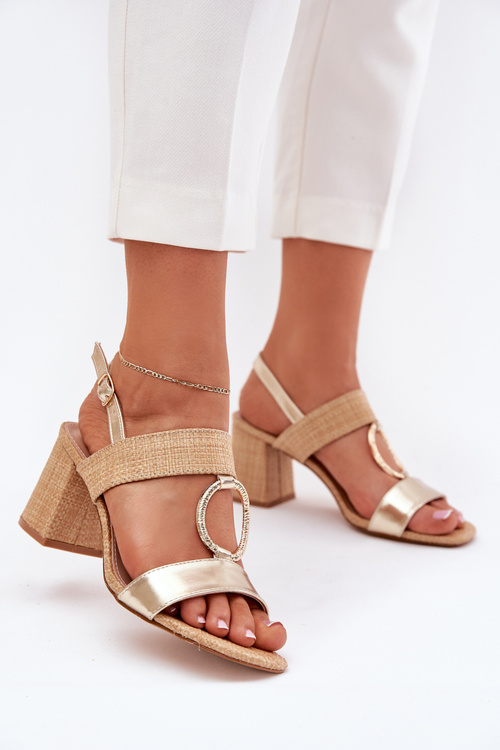Heeled Sandals Gold Afleeria