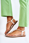 Fashionable Sandals Flip-flops With Pearls White Isalia