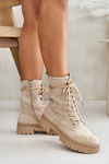 Women's Work Boots With Zipper Made Of Eco Suede Beige Savalann