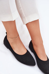 Mesh Fabric Ballet Flats Women's Black Sarina