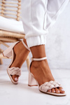 Leather Sandals On A Bar Beige Lorelei