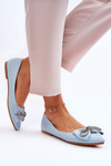 Elegant Ballerinas With A Bow Blue One Time