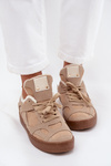 Women's Sneakers on Platform with Furry Lining Beige Solvia