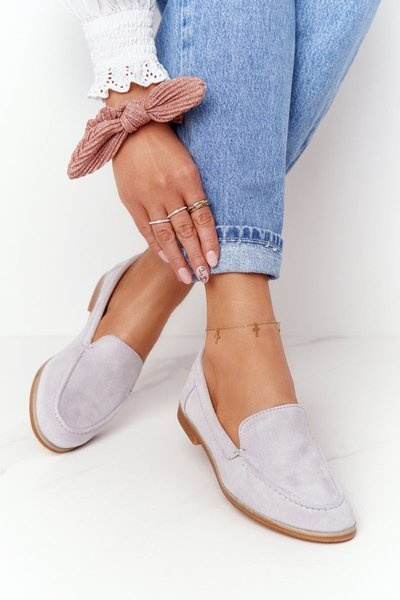 Women's Brogues Slip-on Loafers Suede Grey Twinky