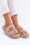 Womens Fur Slippers On Platform Khaki Talfedi