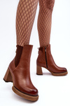 Leather Boots On Heel Brown Lemar Liresa