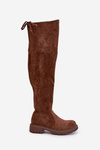 Knee High Boots With Flat Heel Made Of Eco Suede Brown Arkelia