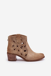Perforated Suede Ankle Boots Beige Lewski Shoes 3170/2