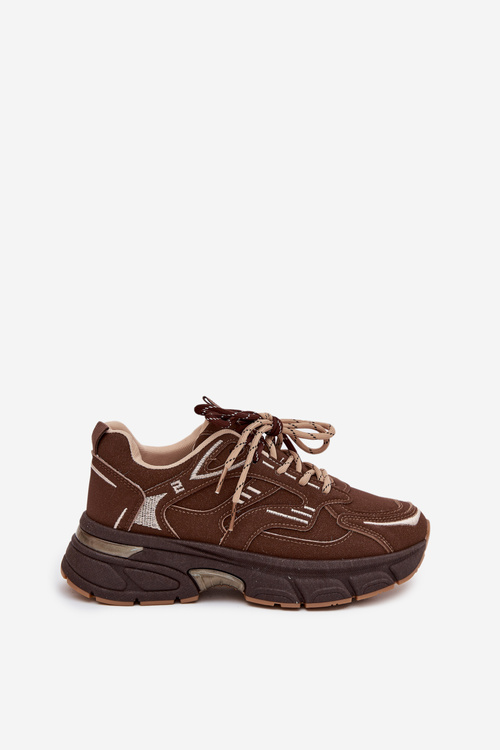 Women's Sports Sneakers With Double Lacing Chocolate Annelie