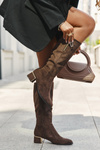 Women's heeled boots made of eco suede brown Lyvienne