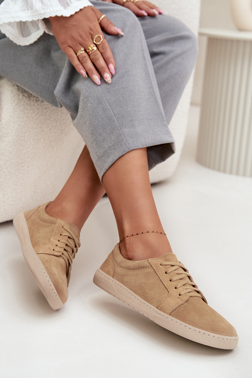 Damskie Zamszowe Trampki Beżowe Zazoo 314