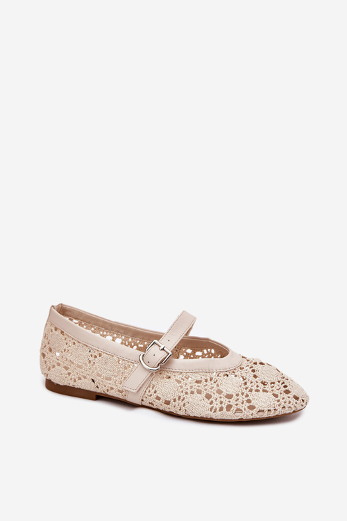 Perforated Ballerinas With Strap Beige Orphali