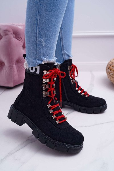 Women's Trapper Boots Black Suede Panther