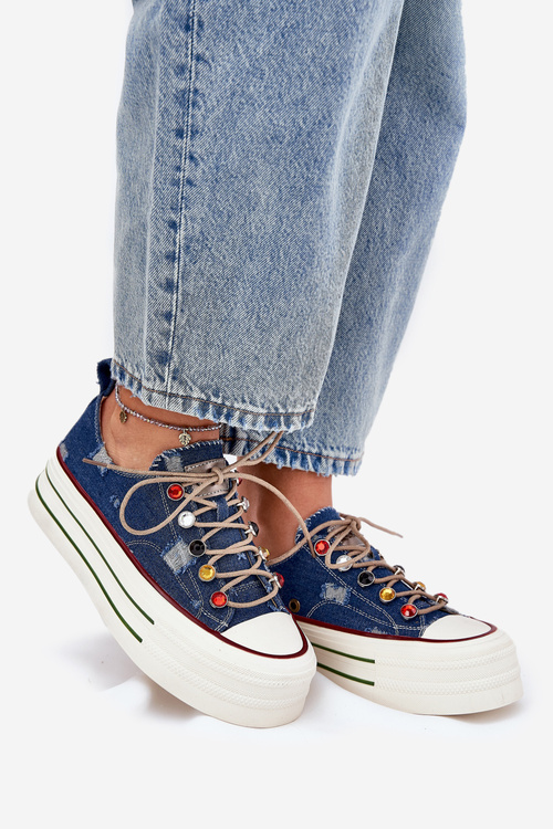 Womens Platform Sneakers GOE RR2N4103 Navy