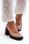 Suede Chunky Heels Platform Pumps Beige Diame