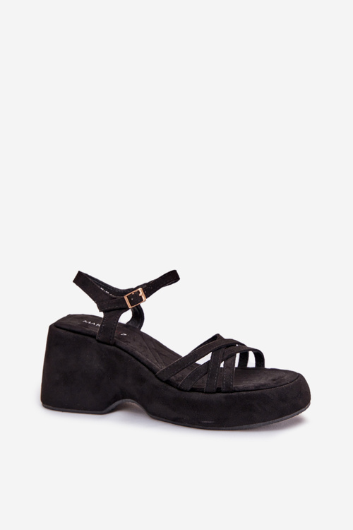 Platform And Wedge Sandals Made Of Eco Suede Black Nendal
