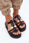 Women's Sandals With Straps On Platform Black Gallari