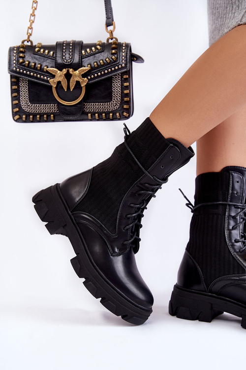 Women's Boots Lace-up Workers Black Marlissa