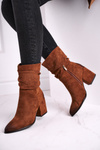 Women’s Boots On High Heel Eco-Suede Camel Up Side