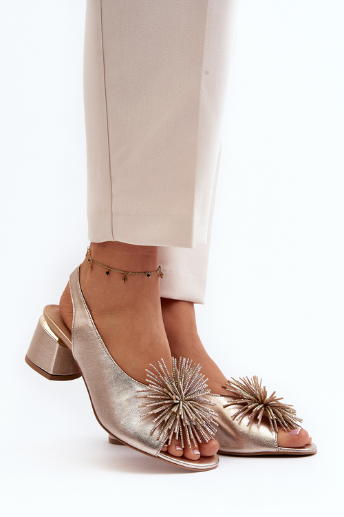 Leather Sandals with Ornament Laura Messi 2719 Gold