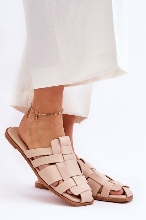 Women's Striped Slippers Light beige Reyna