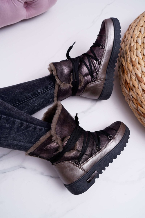 Women's Fleece Warmed Snow Boots Dark Grey Fereni