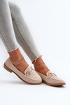 Women's Flat Heel Loafers with Beige Aviole Embellishment