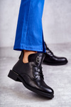 Leather Lace-up Boots With Cutouts Black Fabiana