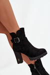 Women's heeled ankle boots with buckle lined black Selisse