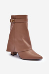 Leather-Lined Heeled Boots Dark Beige Chevie 