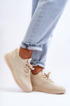 Women's Slip-On Fabric Sports Shoes Beige Zauna