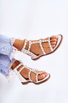Women's Sandals With Studs In White Cavos