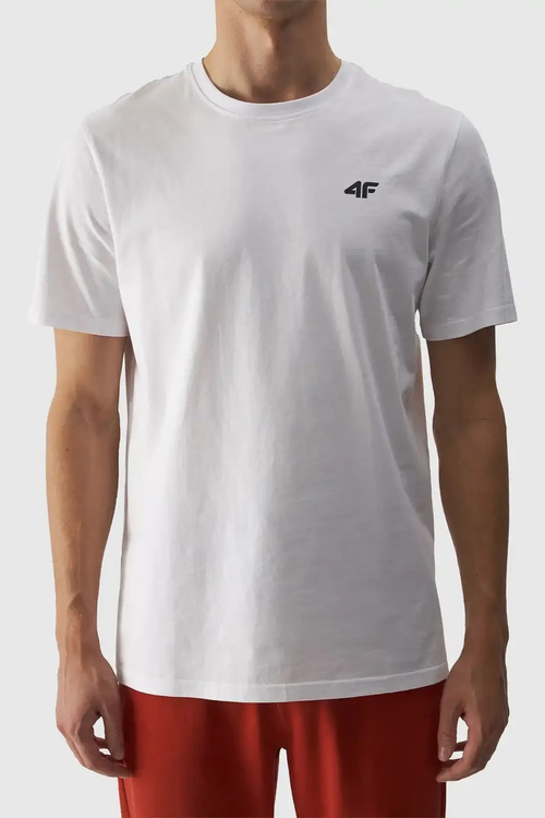 Koszulka Męska Gładka Z Logo 4F 4FWMM00TTSHM1843-10S Biała