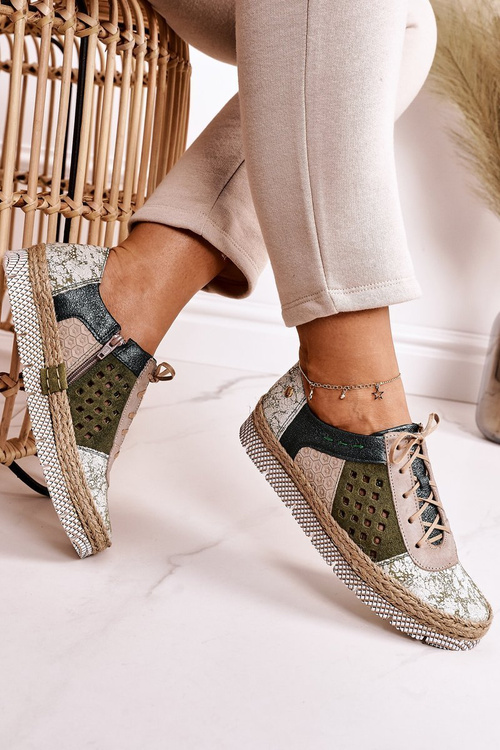 Women's Leather High Boots Maciejka Green 03339-09