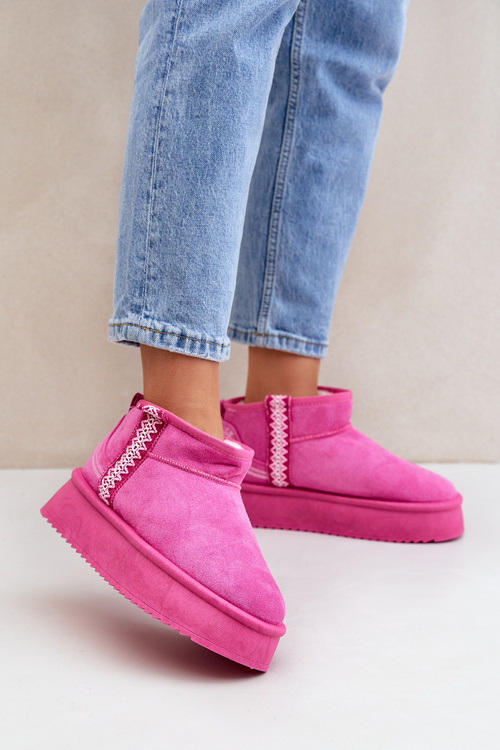 Śniegowce Damskie Na Platformie Ze Wzorem Różowe Udra