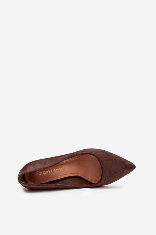 Suede heeled shoes Sergio Leone PB216 chocolate