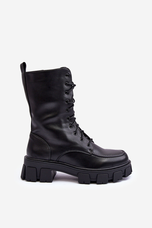 Women's Leather Trapper Boots With Zip Black Igorfa