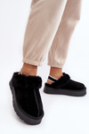 Leather Suede Slippers Women On Platform With Fur Black Sophienne