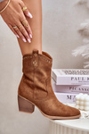 Cowboy Ankle Boots On Heel With Eco Suede Camel Narinae