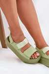 Women's Platform Sandals With Velcro Green Nitepira