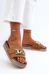 Women's Platform Slides With Decoration Camel Vapireta