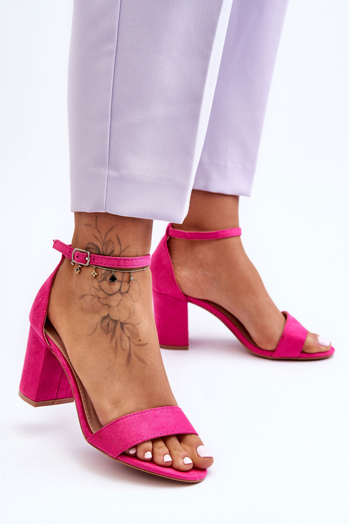 Suede High Heel Sandals Fuchsia Madame