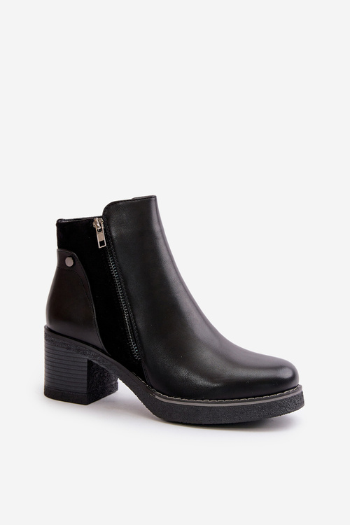 Women's Eco Leather Ankle Boots With Heel Insulated Black Revianna